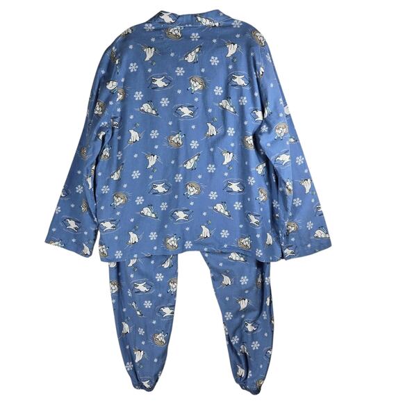 Old Navy Pajama Set Womens XL Blue Polar Bear Cotton Flannel 2 Piece Sleepwear - Picture 4 of 13
